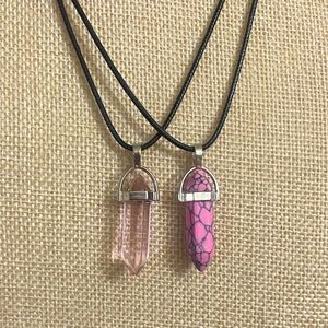 Hand Crafted Natural Stone/Crystal Pendant  Necklace Set Made By My Daughter